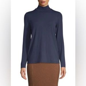 EILEEN FISHER  STRETCH JERSEY MOCK-NECK TOP - Midnight Blue- Size XL (BNWOT)